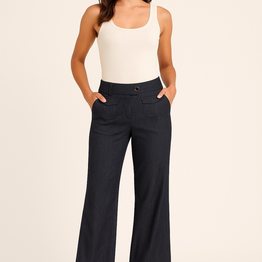 Harvé Benard Baggy Wide-Leg Trousers | Size 12 | Classic Workwear Quiet Luxury
